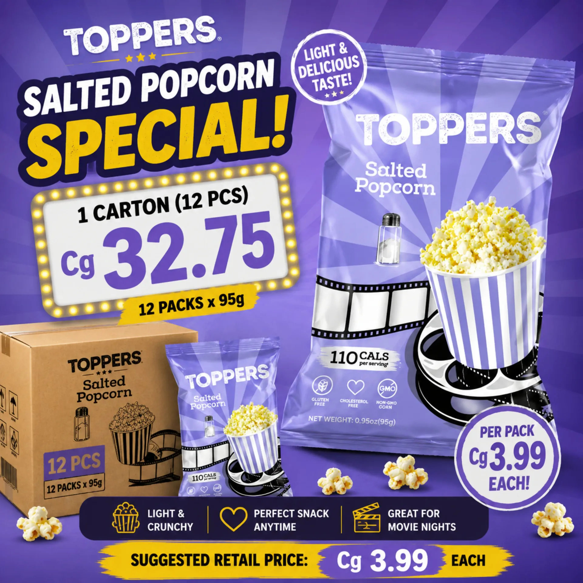 [327652] Toppers Salted Popcorn (95gr Crt 12)