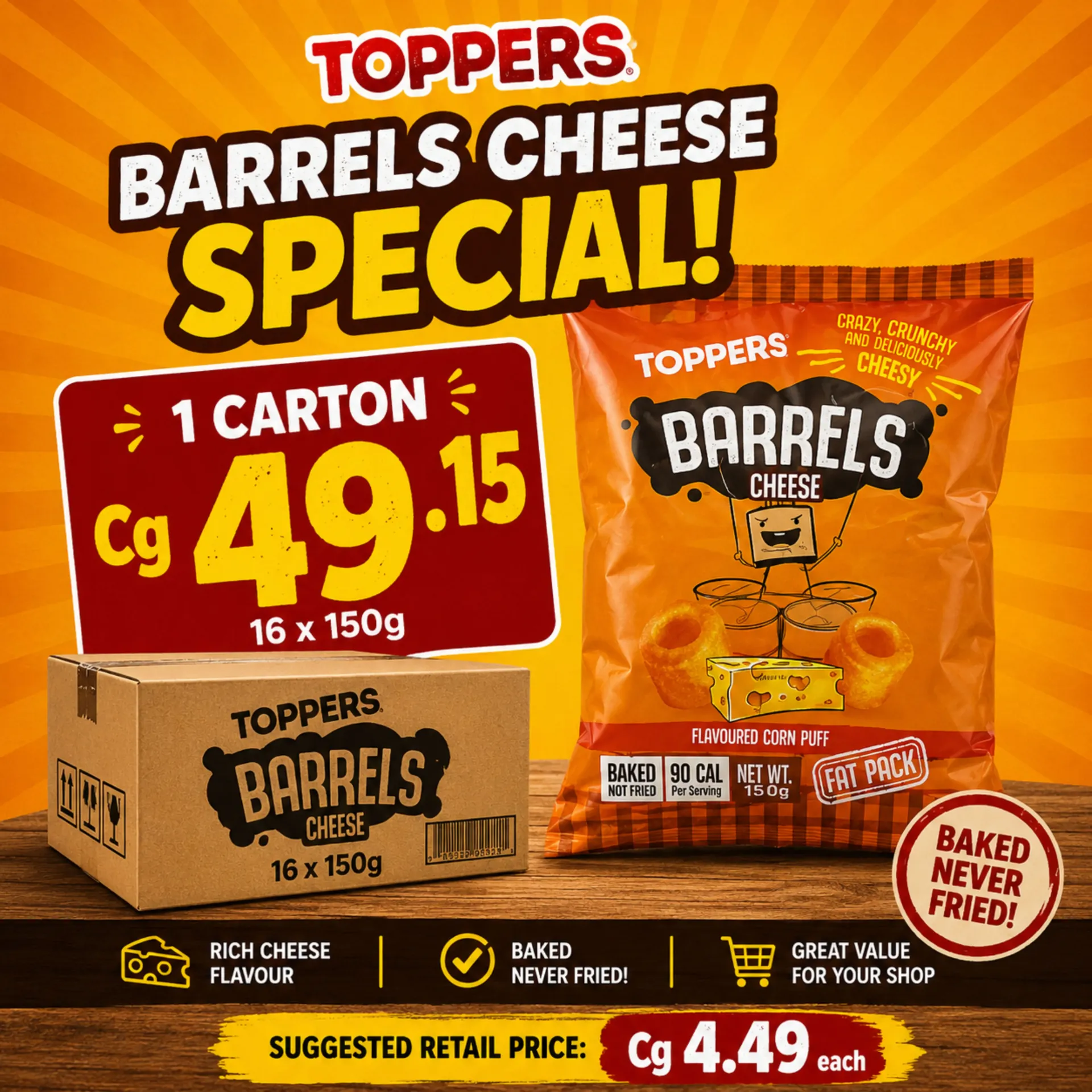 Toppers Barrels Cheese CRT SPECIAL